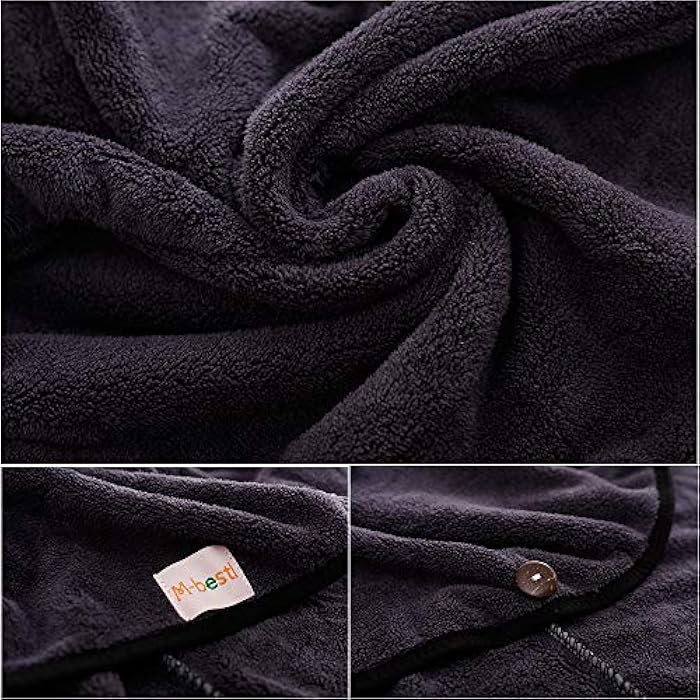 2 Pack Hair Drying Towel, Hair Towel, Super Absorbent Microfiber Turban with Button Design for Drying Hair Quickly (Dark Grey & Light Gray) - Image 3